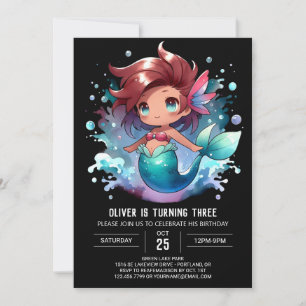 Unterwasser Fun Mermaid Birthday Einladung