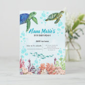 Unterwasser Geburtstagsparty Einladung mit einem S (Stehend Vorderseite)