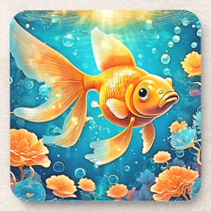 Unterwasser-Goldfish-Kunst Getränkeuntersetzer