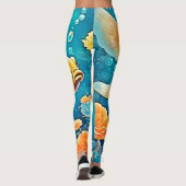 Unterwasser-Goldfish-Kunst Leggings (Rückseite)