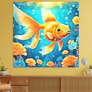 Unterwasser-Goldfish-Kunst Leinwanddruck