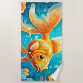 Unterwasser-Goldfish-Kunst Strandtuch (Vorderseite)