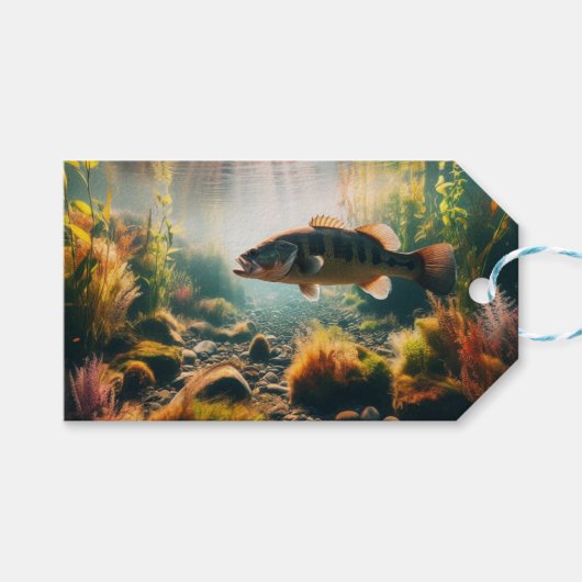 Unterwasser-Großmutterbass Geschenkanhänger (Vorderseite (Horizontal))