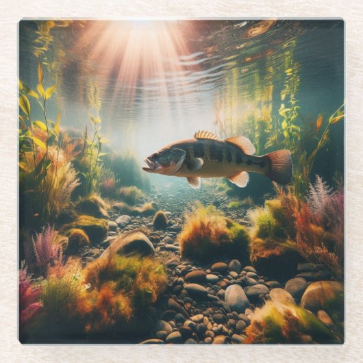 Unterwasser-Großmutterbass Glasuntersetzer (Vorderseite)