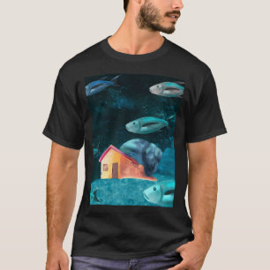 Unterwasser-Haus-Schnecke mit schwimmenden Fischen T-Shirt