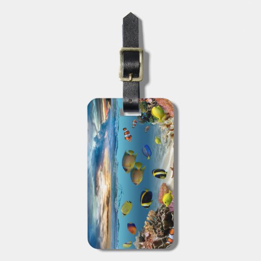 Unterwasser Korallenriff Tropische Fische Gepäckanhänger (Vorderseite vertikal)