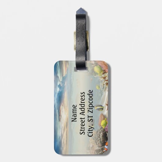 Unterwasser Korallenriff Tropische Fische Gepäckanhänger (Rückseite vertikal)