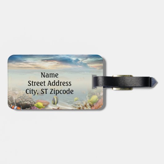 Unterwasser Korallenriff Tropische Fische Gepäckanhänger (Rückseite horizontal)