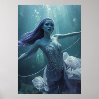 Unterwasser-Kristall-Alien-Frau – Fantasy Poster