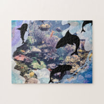 Unterwasser-Lebenskorallen, Muscheln, Silhouetten