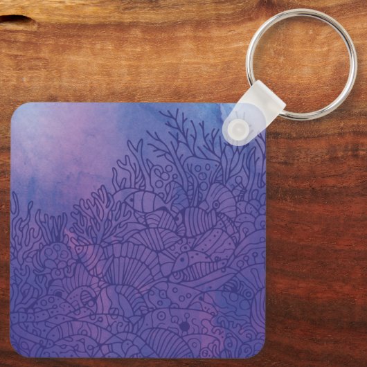 Unterwasser - Lila Schlüsselanhänger (Rückseite)