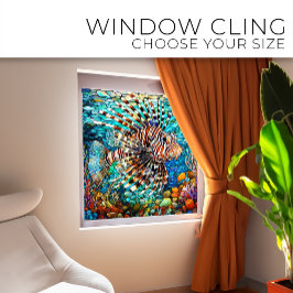 Unterwasser-Löwenfische Glaskunst Fensteraufkleber