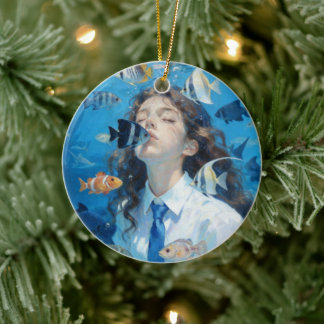 Unterwasser-Mädchen-Keramik-Ornament Keramik Ornament