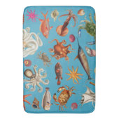 Unterwasser-Meer Lebensmuster Ozean Blau Badematte (Vorderseite Vertikal)