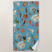 Unterwasser-Meer Lebensmuster Ozean Blau Strandtuch (Vorderseite)