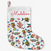 Unterwasser-Meereslebensmuster| Name hinzufügen Kleiner Weihnachtsstrumpf (Vorderseite)