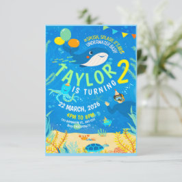 Unterwasser-Meereslebewesen Geburtstag Einladung