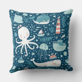 Unterwasser-Meereslebewesen Kissen (Rückseite)