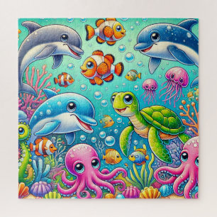 Unterwasser-Meereslebewesen Tiere Für Kinder Puzzle
