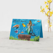 Unterwasser Meerjungfrau Schatzsuche Fantasy Blue Karte (Gelbe Blume)
