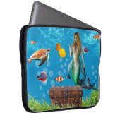 Unterwasser Meerjungfrau Schatzsuche Fantasy Blue Laptopschutzhülle (Vorne Rechts)