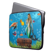 Unterwasser Meerjungfrau Schatzsuche Fantasy Blue Laptopschutzhülle (Vorderseite Links)