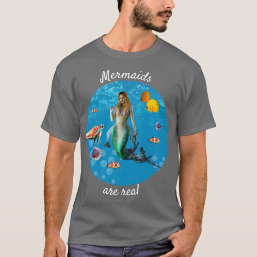 Unterwasser Meerjungfrau Schatzsuche Fantasy Blue T-Shirt (Vorderseite)