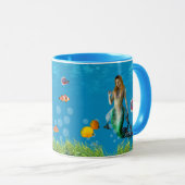 Unterwasser Meerjungfrau Schatzsuche Fantasy Blue Tasse (VorderseiteRechts)