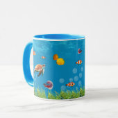 Unterwasser Meerjungfrau Schatzsuche Fantasy Blue Tasse (Vorderseite Links)