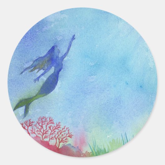 Unterwasser-Mermaid-Aufkleber Runder Aufkleber (Vorderseite)