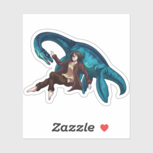 Unterwasser mit einem Plesiosaurus Aufkleber