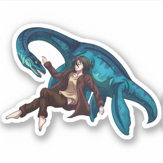 Unterwasser mit einem Plesiosaurus Aufkleber (Vorderseite)