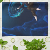 Unterwasser mit einem Plesiosaurus Geschirrtuch (Gefaltet)