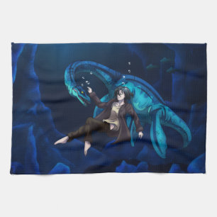 Unterwasser mit einem Plesiosaurus Geschirrtuch