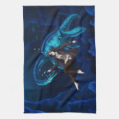 Unterwasser mit einem Plesiosaurus Geschirrtuch (Vertikal)