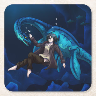 Unterwasser mit einem Plesiosaurus Rechteckiger Pappuntersetzer