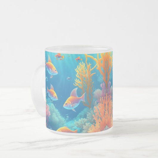 Unterwasser mit tropischen Fischen Mattglastasse (Vorderseite Links)