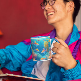 Unterwasser mit tropischen Fischen Tasse