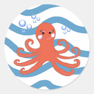 Unterwasser-Oktopus Runder Aufkleber