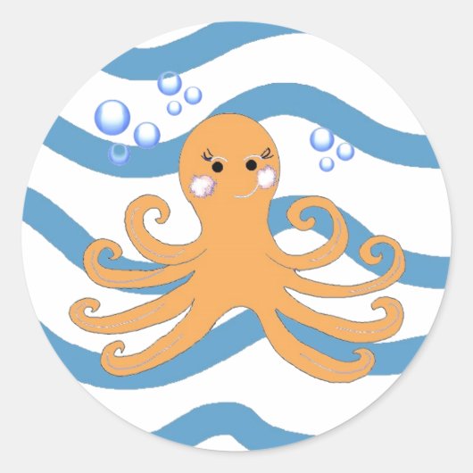 Unterwasser-Oktopus Runder Aufkleber (Vorderseite)