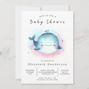 Unterwasser-Online-Whale-Baby-Dusche Einladung