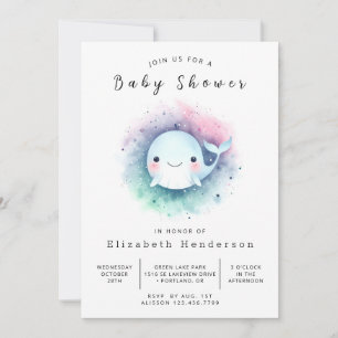 Unterwasser-Online-Whale-Baby-Dusche Einladung