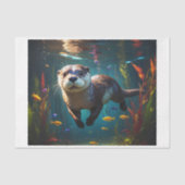 Unterwasser-Otter mit kleinen Fischen Seidenpapier (Vorderseite)