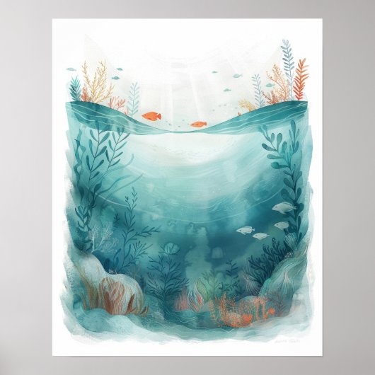 Unterwasser-Ozean-Szene Sea Life Art Poster (Vorne)