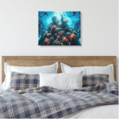 Unterwasser-Paradies Lebhaftes Korallenriff & Sea  Leinwanddruck (Insitu (Schlafzimmer))