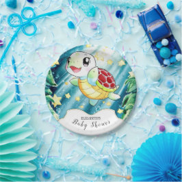 Unterwasser Pastel Turtle Baby Dusche Pappteller