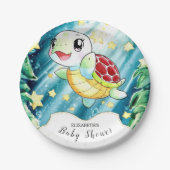 Unterwasser Pastel Turtle Baby Dusche Pappteller (Vorderseite)