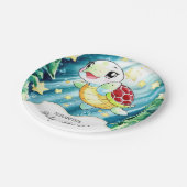 Unterwasser Pastel Turtle Baby Dusche Pappteller (Schrägansicht)