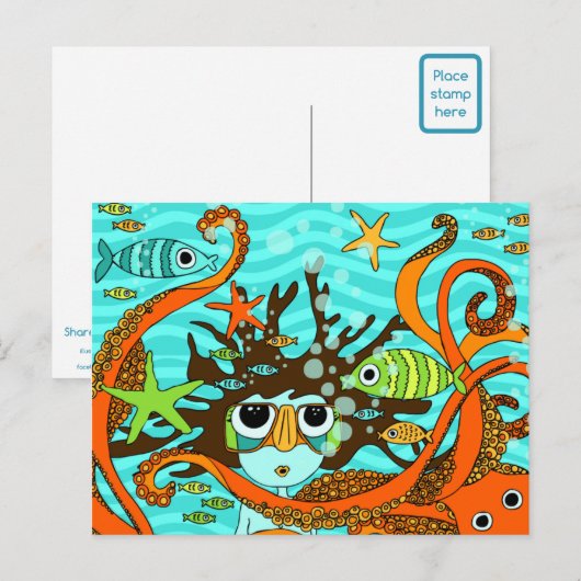 Unterwasser Postkarte (Vorne/Hinten)