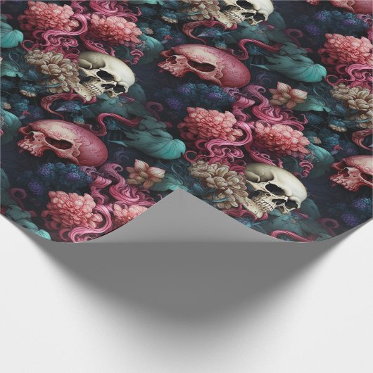 Unterwasser-Schädel mit Korallen- und Blütenszene Geschenkpapier (Ecke)